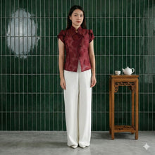 Muat gambar ke penampil Galeri, Hua top atasan blouse bordir kerah shanghai cheongsam cny