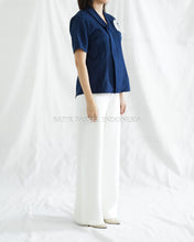 Load image into Gallery viewer, Chrysanthemum Top Top With Floral Embroidery - Navy