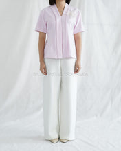 Load image into Gallery viewer, Chrysanthemum Top Top With Floral Embroidery - Navy