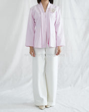 Load image into Gallery viewer, Chrysanthemum Top Top With Floral Embroidery - Navy