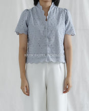 Load image into Gallery viewer, Shella Top Embroidered Cotton Top - Blue