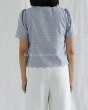 Load image into Gallery viewer, Shella Top Embroidered Cotton Top - Blue