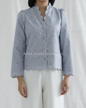 Load image into Gallery viewer, Shella Top LONG Embroidered Cotton Top - Blue