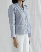 Load image into Gallery viewer, Shella Top LONG Embroidered Cotton Top - Blue