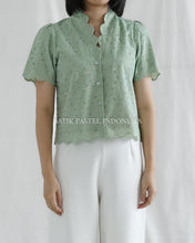 Load image into Gallery viewer, Shella Top Embroidered Cotton Top - Sage