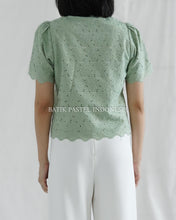 Load image into Gallery viewer, Shella Top Embroidered Cotton Top - Sage
