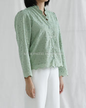 Load image into Gallery viewer, Shella Top LONG Embroidered Cotton Top - Sage