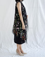 Muat gambar ke penampil Galeri, Garden Set Brocade Tulle - Vest & Inner Dress - Black (PO 7 hari kerja)