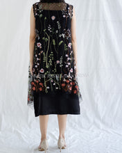 Muat gambar ke penampil Galeri, Garden Set Brocade Tulle - Vest & Inner Dress - Black (PO 7 hari kerja)