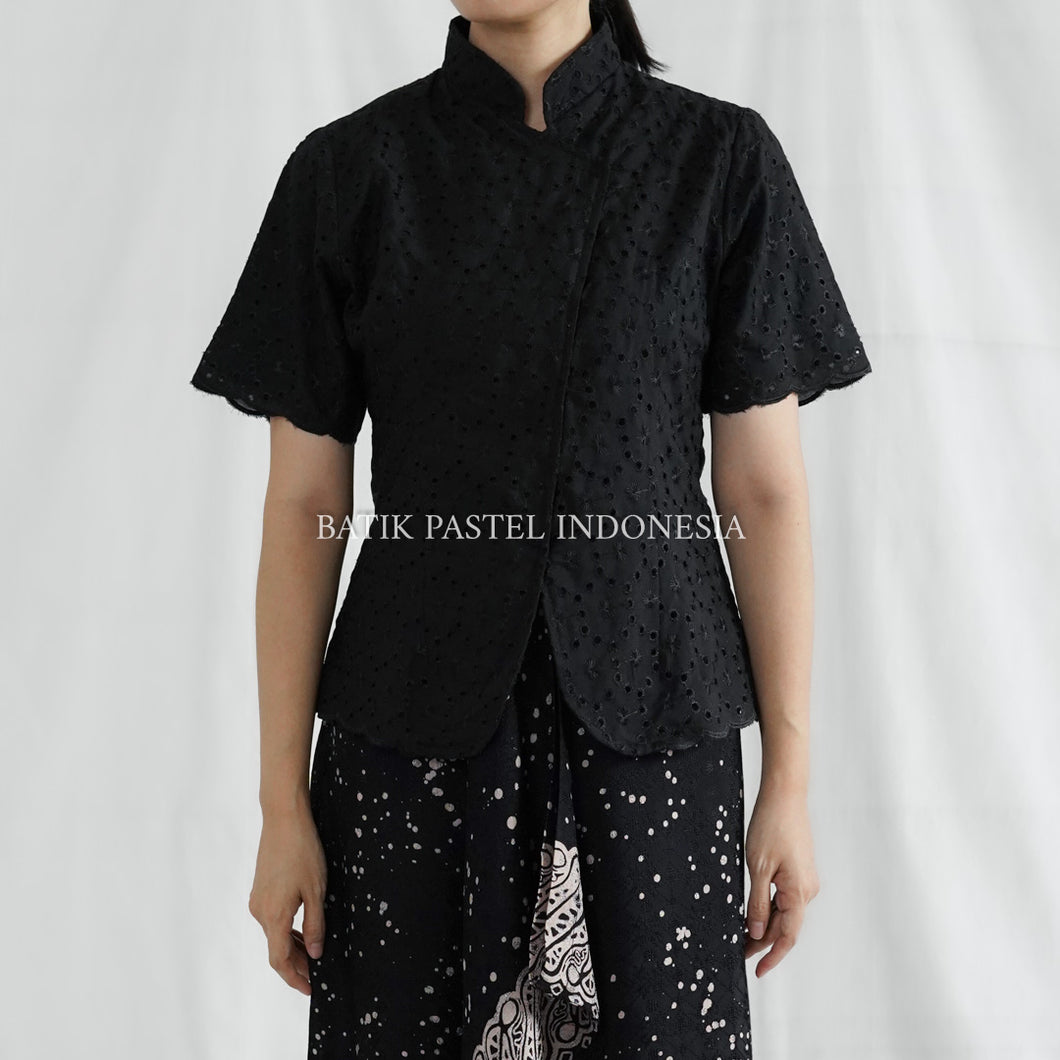 Kebaya Janggan Modern Atasan Katun Bordir - Batik Pastel