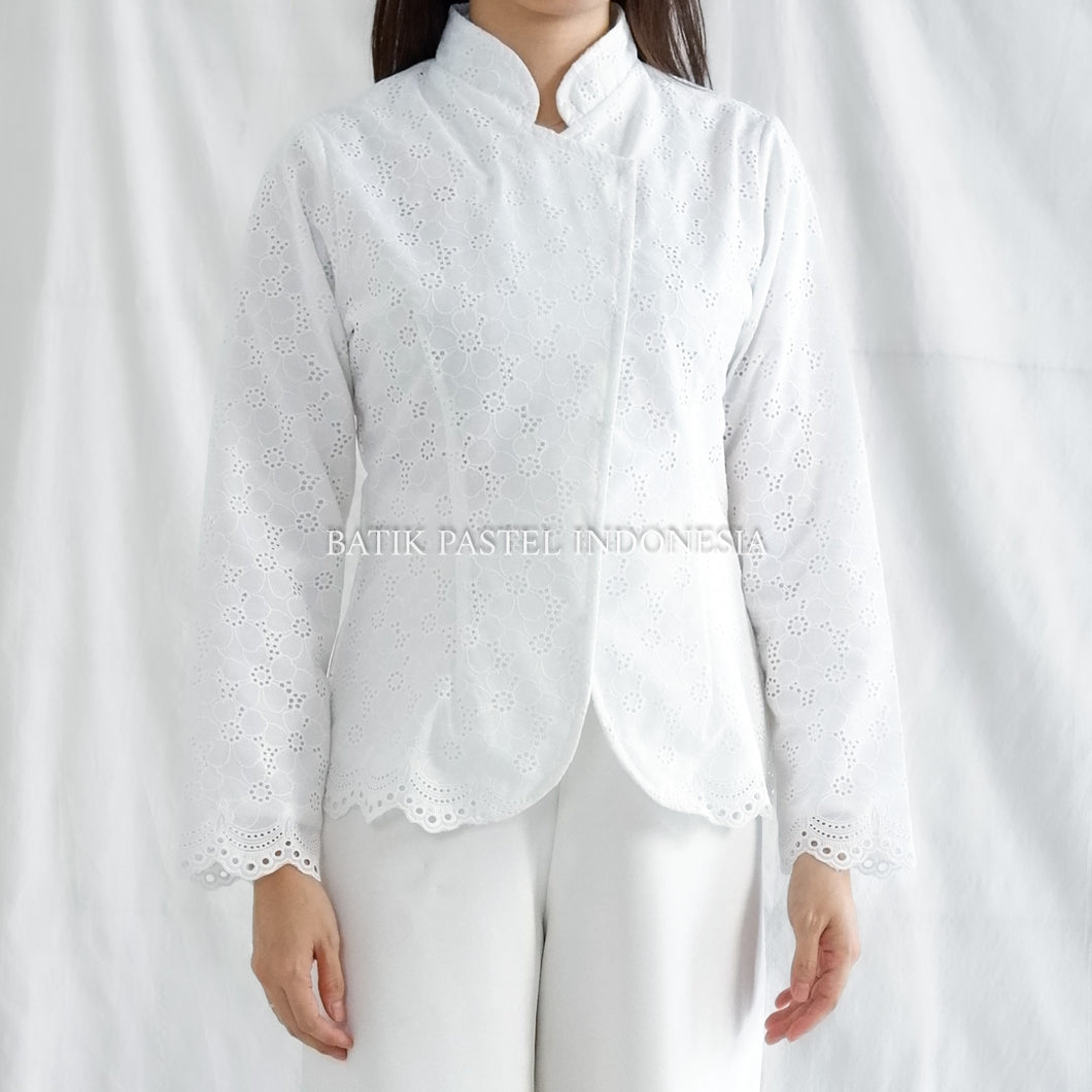 Kebaya Janggan Modern Atasan Katun Bordir - Batik Pastel