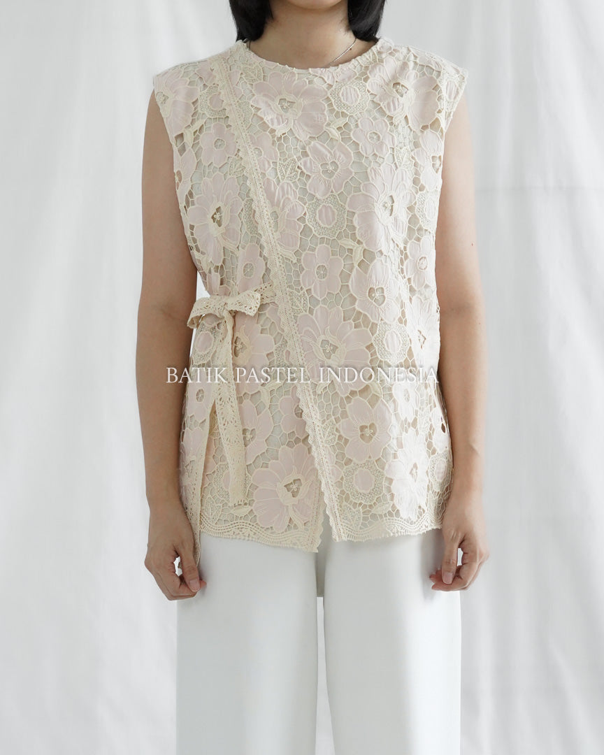 Bella Top Atasan Brokat Prada Lace - Batik Pastel