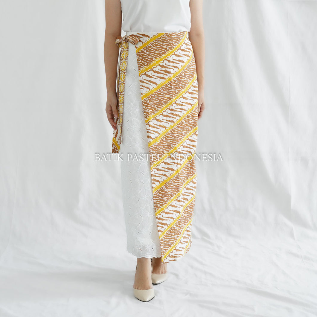 Rania Skirt - Rok Span Kombinasi Batik dan Katun Bordir
