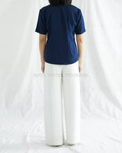 Load image into Gallery viewer, Chrysanthemum Top Top With Floral Embroidery - Navy
