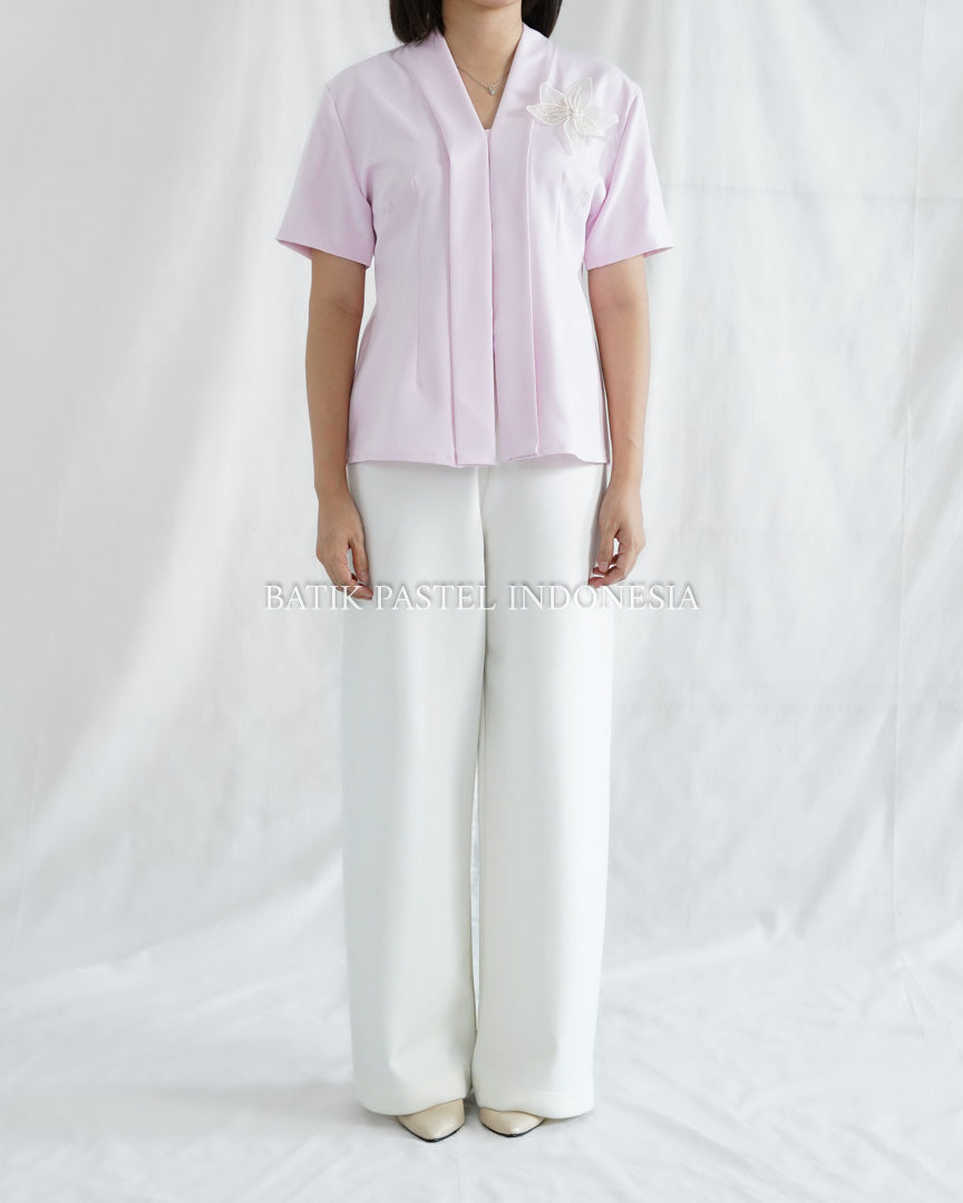 Seruni Top Atasan Dengan Bordir Bunga - Pink PDK