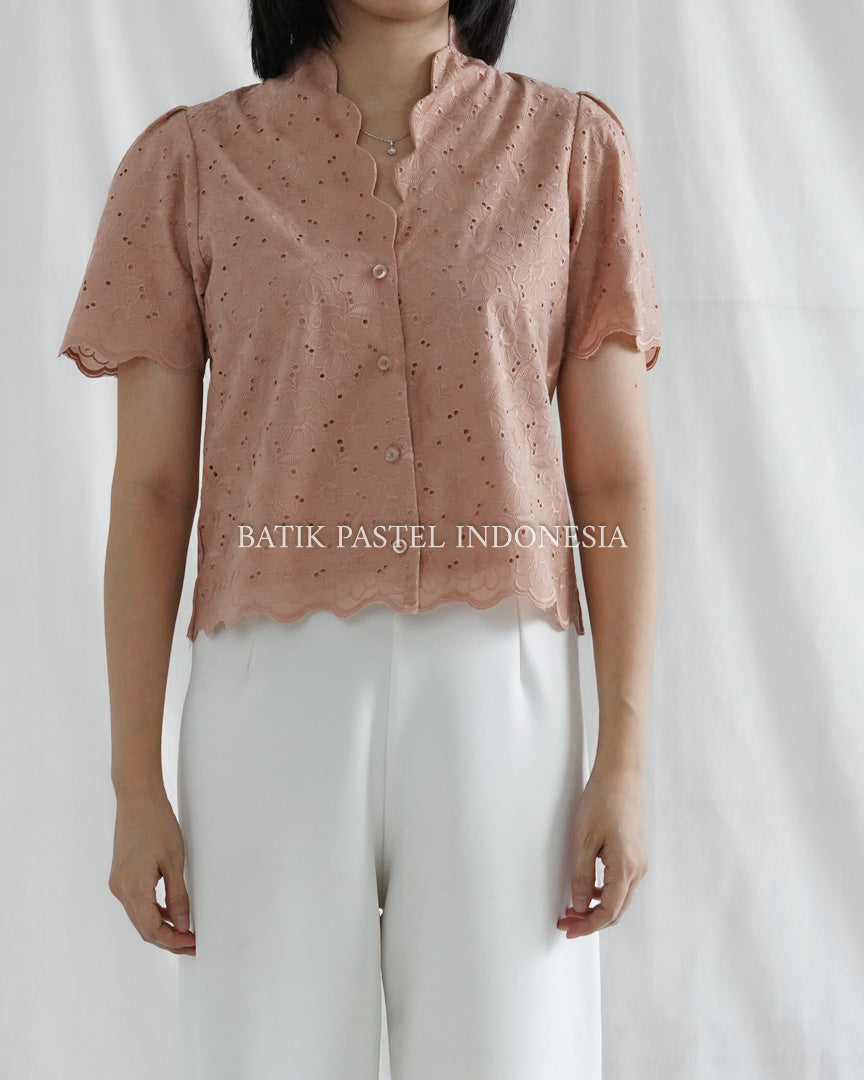 Shella Top Atasan Katun Bordir - Pink